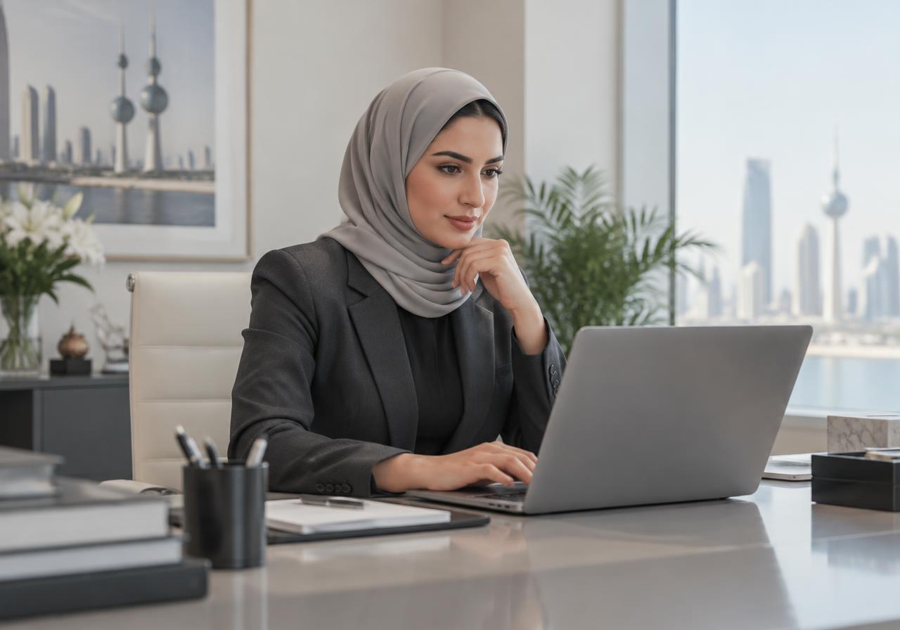 A KPC finance professional working at her laptop